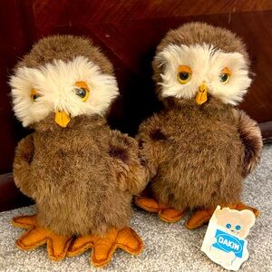 Pair of 1980 vintage Dakin owls; NWT; in collectible shape; Owlbert Owl